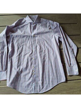 Brooks Brothers Mens Non-Iron Red & Blue Plaid Dress Shirt 15.5/35 Supima Cotton
